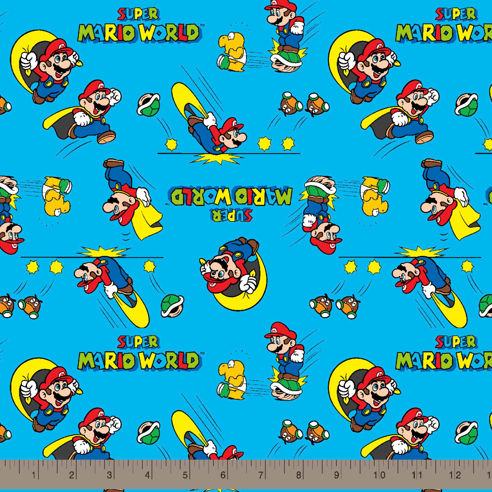 Nintendo® Mario Blue Retro Super Mario World Cotton Fabric